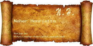 Neher Henrietta névjegykártya